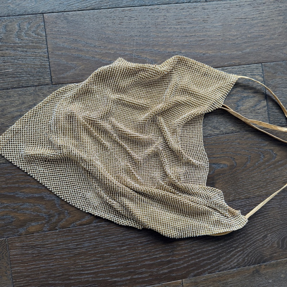 Gold Mesh Halter Top